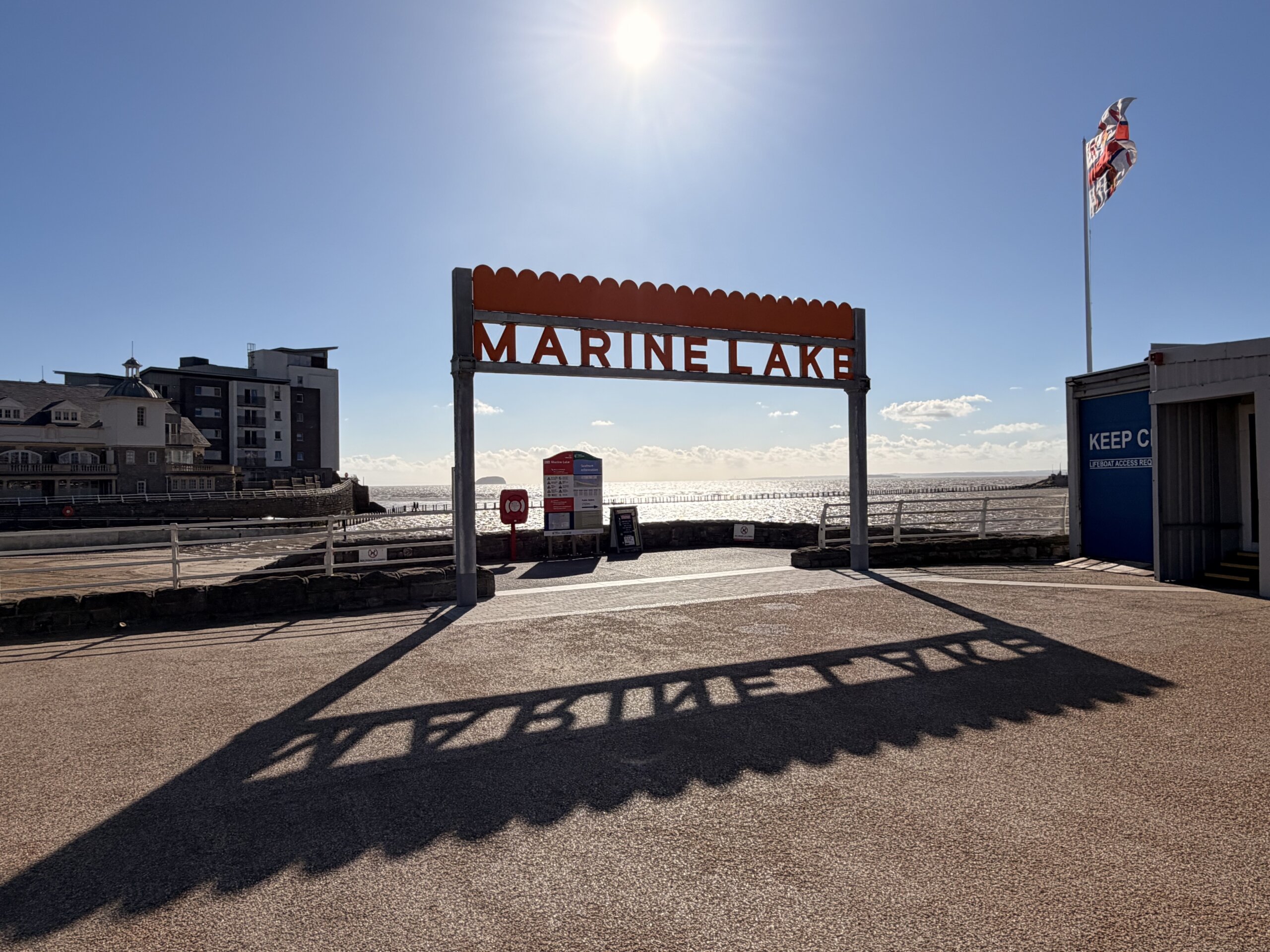 The Marine Lake sign on the Weston-super-Mare seafront, refurbished by EJ McGrath