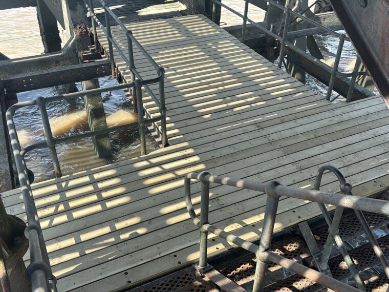New landing stage decking around the original cast ironwork at Clevedon Pier