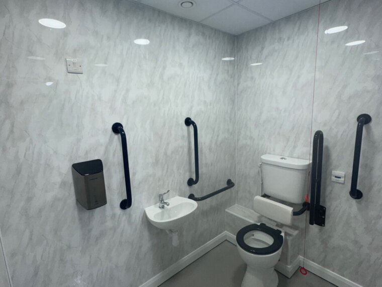 Accessible WC with Doc-M pack and grab rails